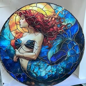 Blue Mermaid Decorative Wooden Wall Plaque Hanging Sign Home Decor New 8”